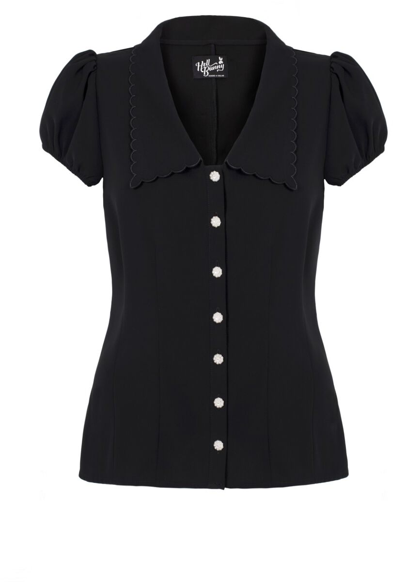 Image of Blusa Rockabilly di Hell Bunny - Maddy Blouse - XS a 4XL - Donna - nero