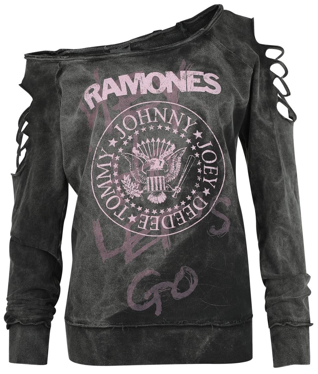 Ramones Sweatshirt - Pink Logo - S bis XXL - für Damen - Größe XL - schwarz  - Lizenziertes Merchandise!