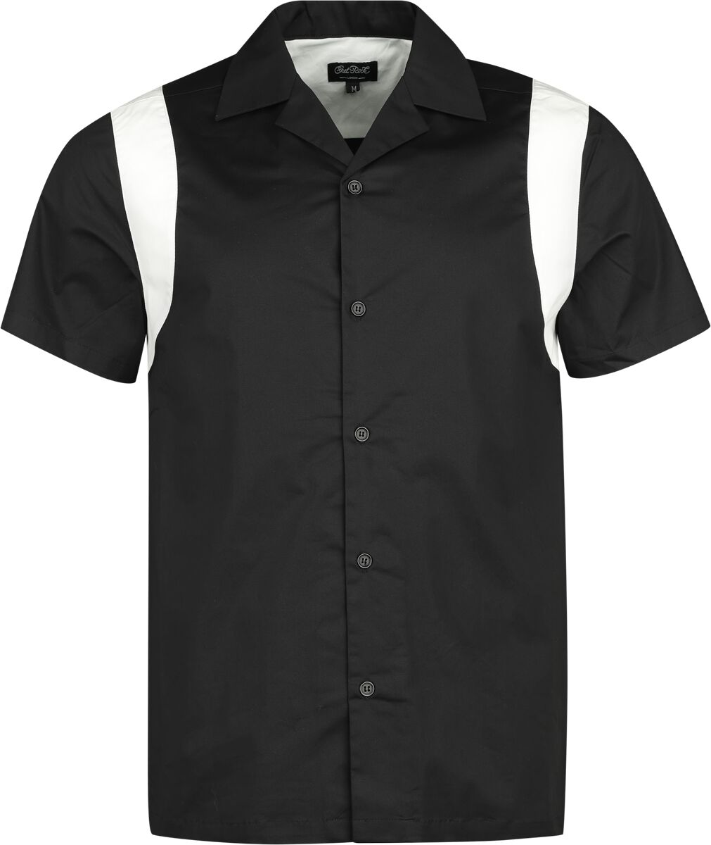 Chet Rock - Rockabilly Kurzarmhemd - Marty Bowling Shirt - S bis XL - für Männer - Größe M - schwarz/weiß