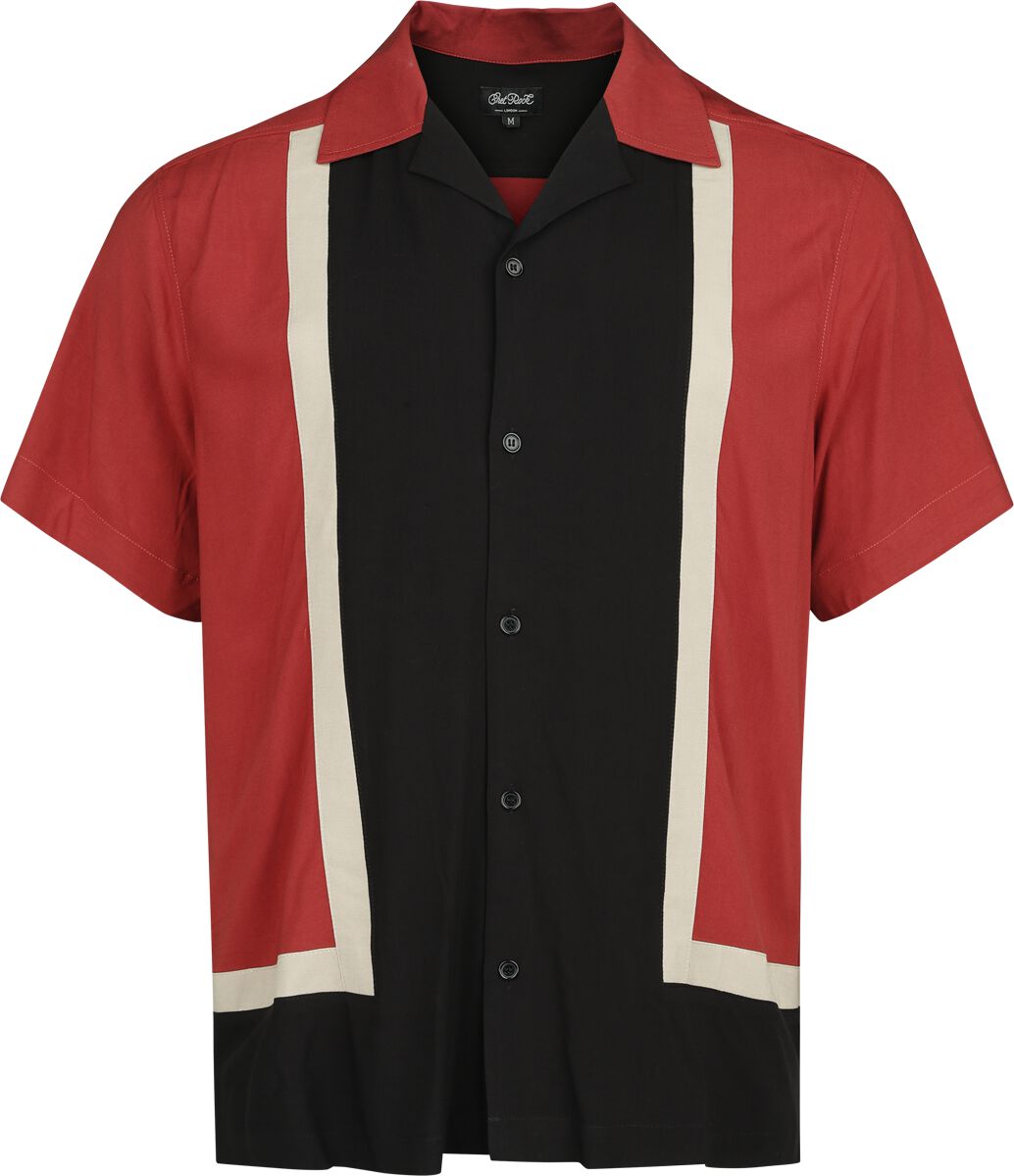Chet Rock Walter Bowling Shirt Kurzarmhemd rot schwarz in M