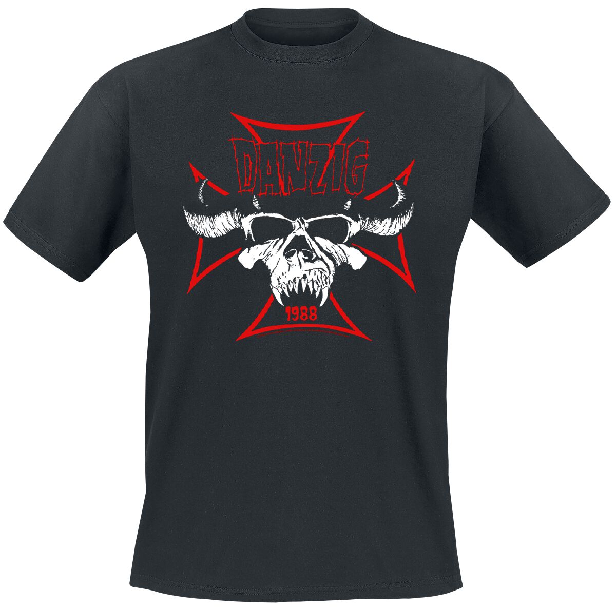 Levně Danzig Cross Skull Tričko černá