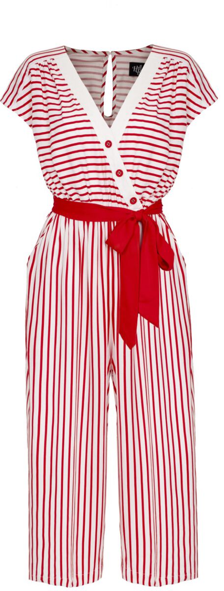 Image of Tuta Rockabilly di Hell Bunny - Ahoy Jumpsuit - XS a 4XL - Donna - rosso/bianco