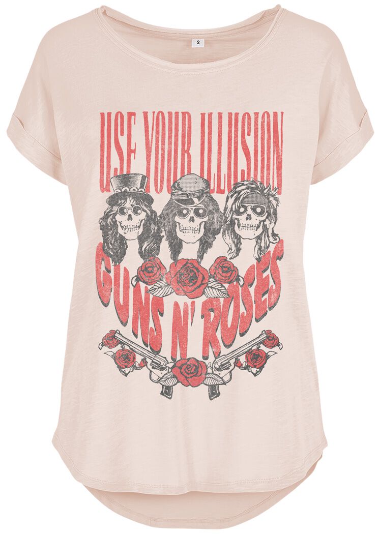 Guns N` Roses T-Shirt - Use Your Illusion Roses - S bis XXL - für Damen - Größe XXL - pink  - Lizenziertes Merchandise!