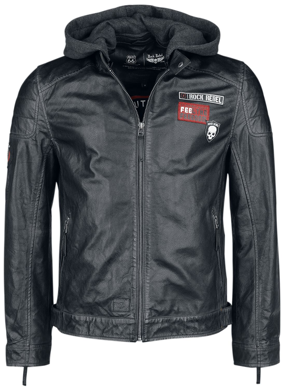 Image of Giacca di pelle di Rock Rebel by EMP - Rock Rebel X Route 66 - Leather Jacket - S a XXL - Uomo - nero