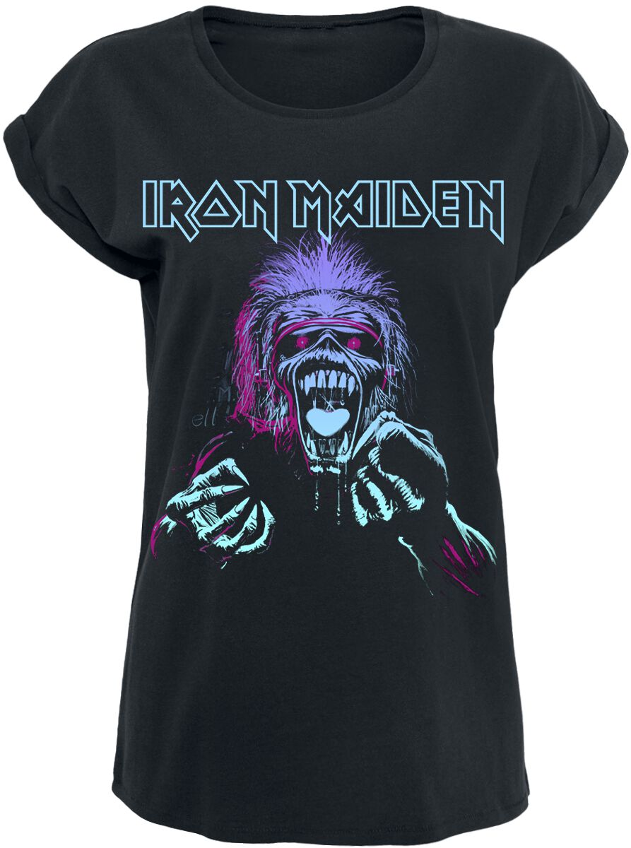 Iron Maiden T-Shirt - Pastel Eddie - S bis XXL - für Damen - Größe L - schwarz  - Lizenziertes Merchandise!