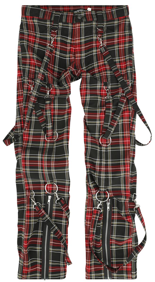 Heartless - Gothic Stoffhose - Raffiel Pants - W30L32 bis W38L34 - für Männer - Größe W34L34 - schwarz/rot