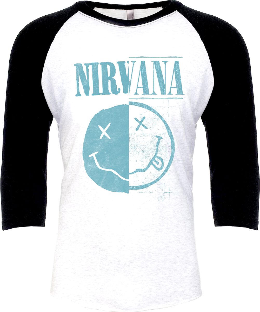 Nirvana Two Faced Langarmshirt weiß schwarz in XL