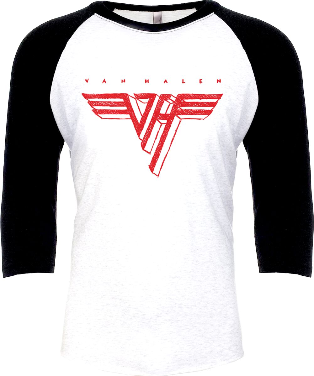 Van Halen Langarmshirt - Red Logo - XS bis M - für Männer - Größe XS - weiß/schwarz  - Lizenziertes Merchandise!