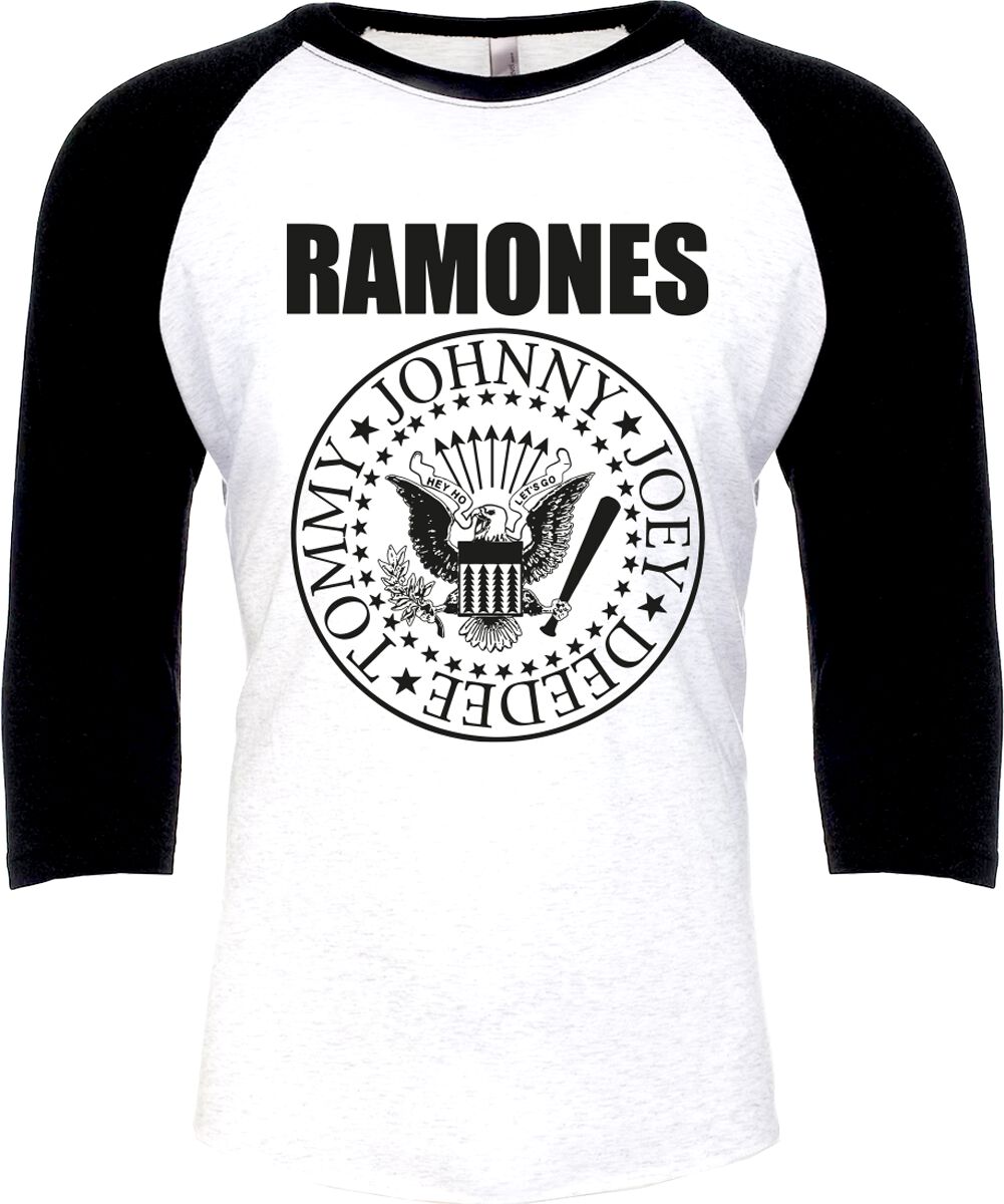 Ramones Crest Langarmshirt weiß schwarz in M