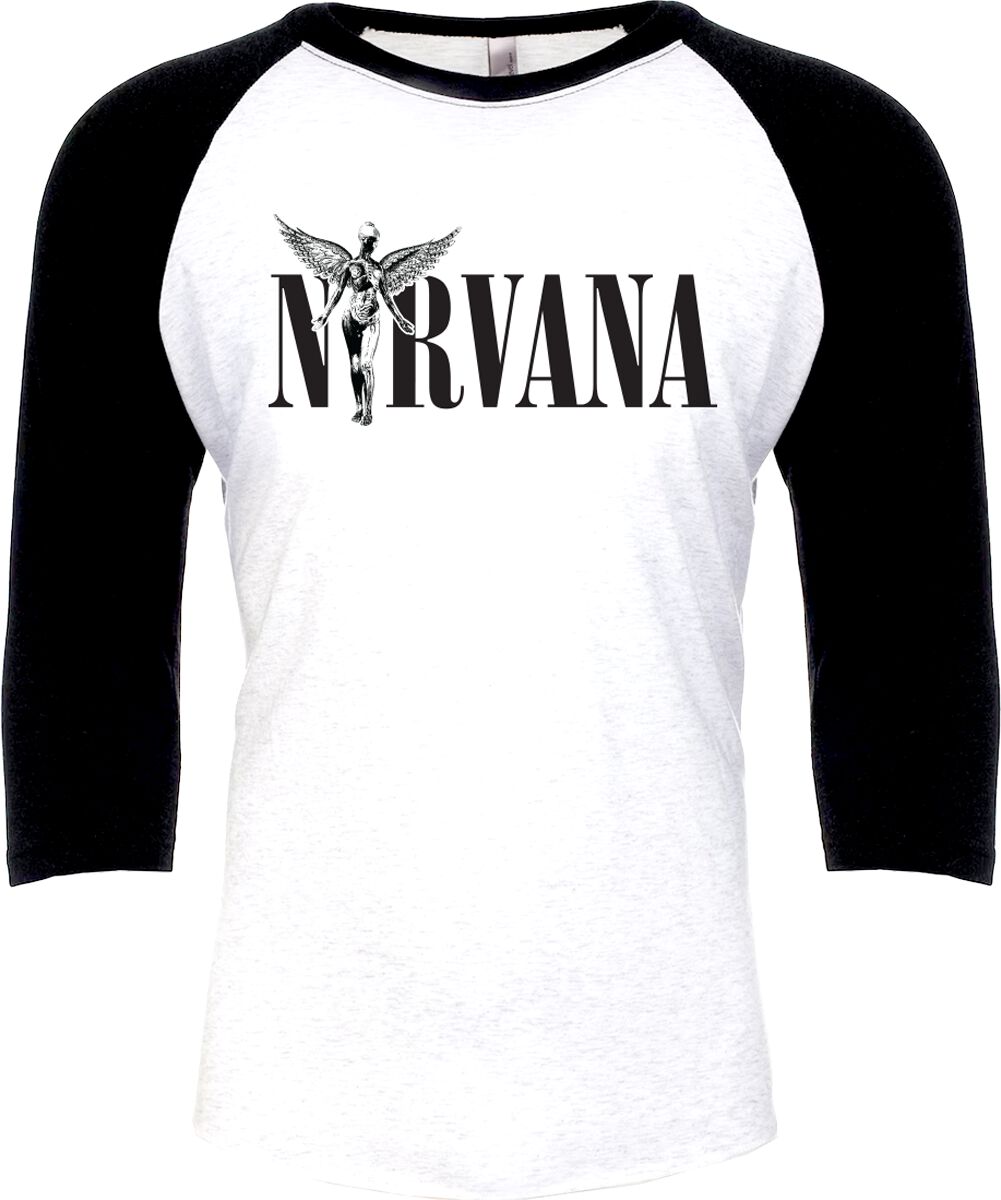 Nirvana Langarmshirt - In Utero - S bis XL - für Männer - Größe S - weiß/schwarz  - Lizenziertes Merchandise!