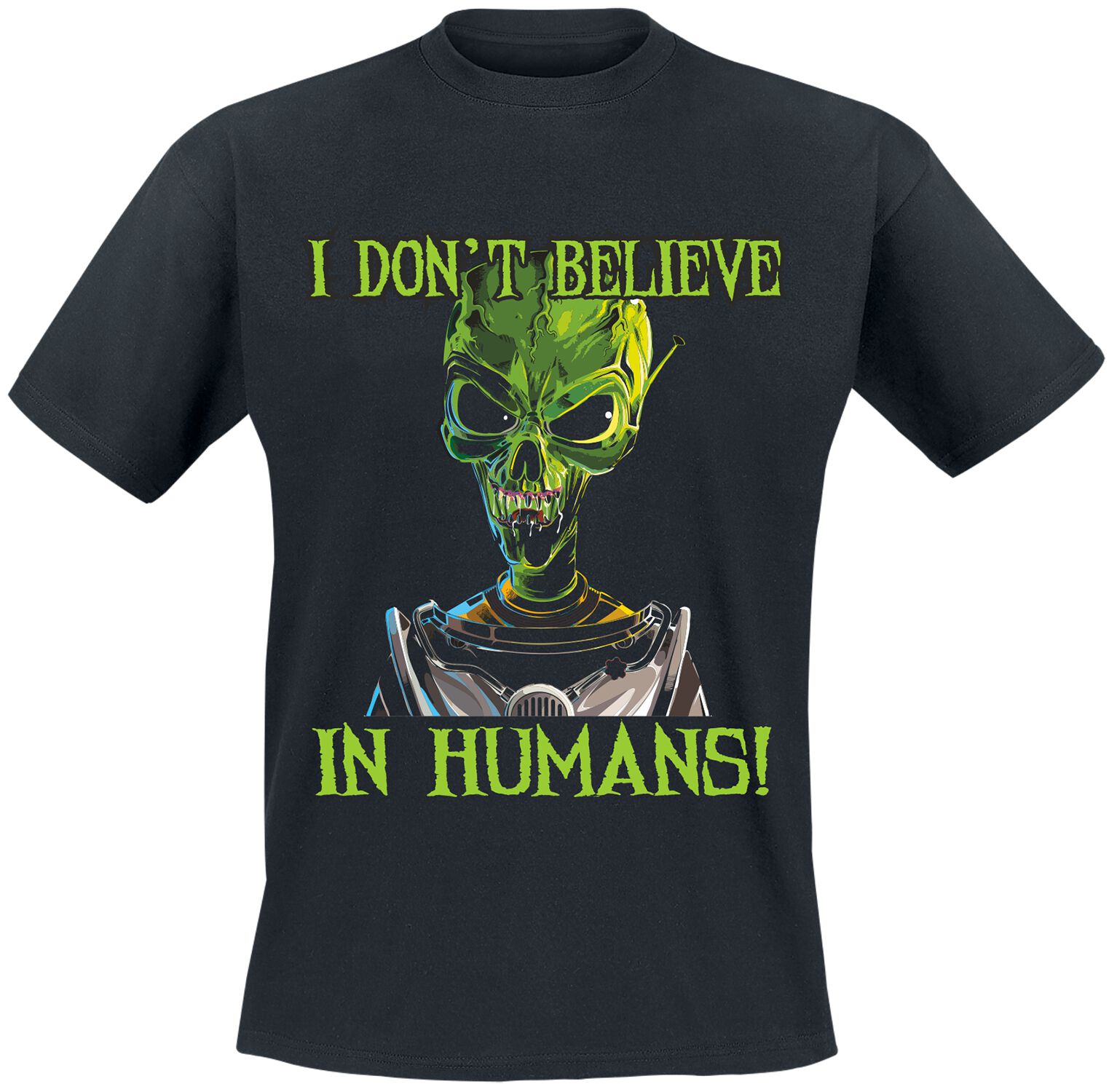 Sprüche T-Shirt - Alien - I don`t believe in humans! - L bis XXL - für Männer - Größe XXL - schwarz