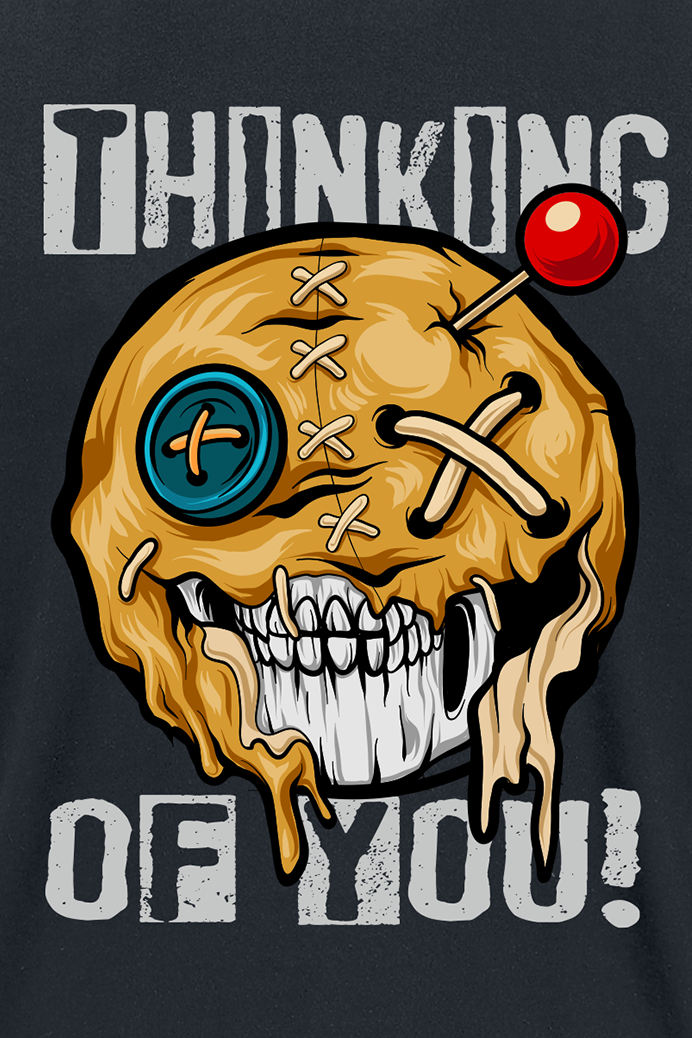 Sprüche T-Shirt - Smiley - Thinking of You! - L bis XL - für Männer - Größe XL - schwarz