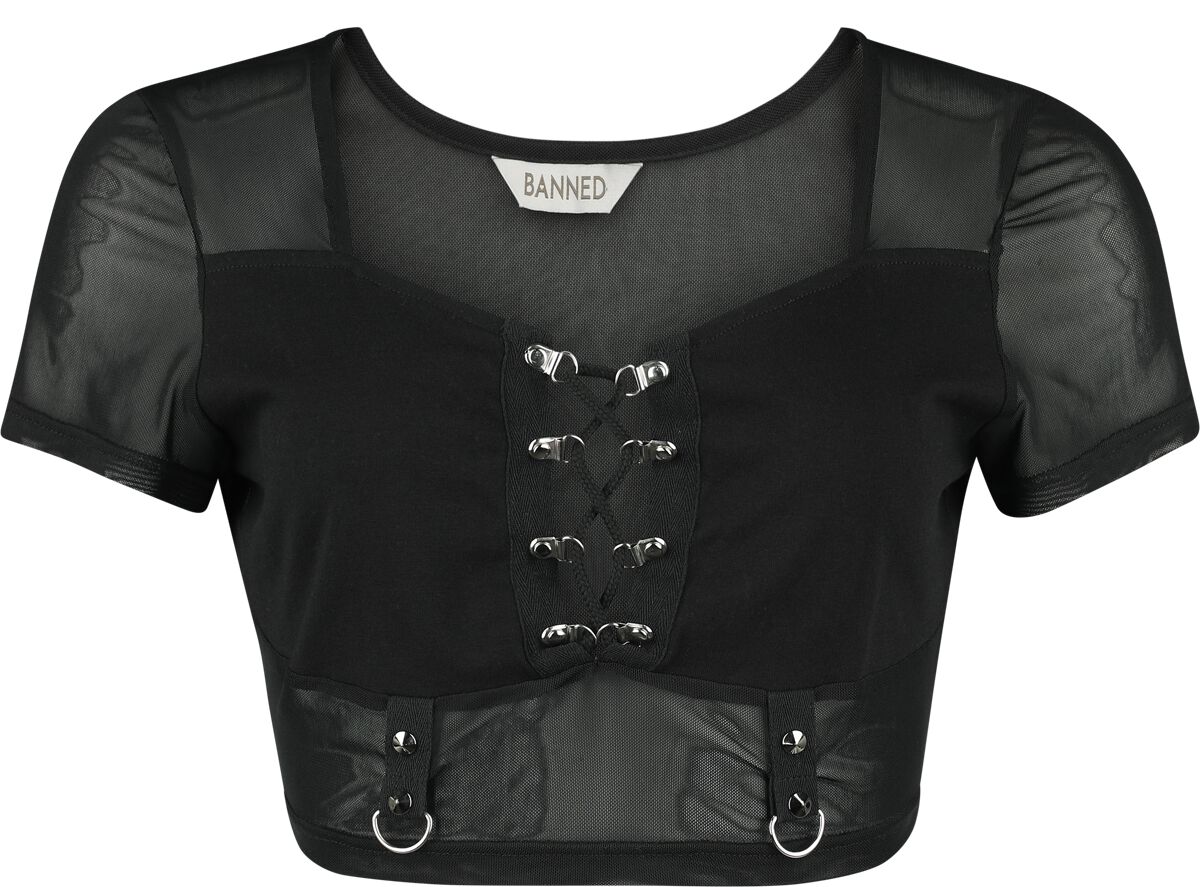 Banned Alternative - Gothic T-Shirt - Shadow Veil Mesh Top - XS bis XXL - für Damen - Größe M - schwarz