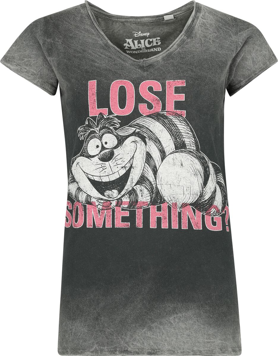 Image of T-Shirt Disney di Alice nel Paese delle Meraviglie - Alice in Wonderland - Cheshire Cat - Lose something? - S a 4XL - Donna - grigio