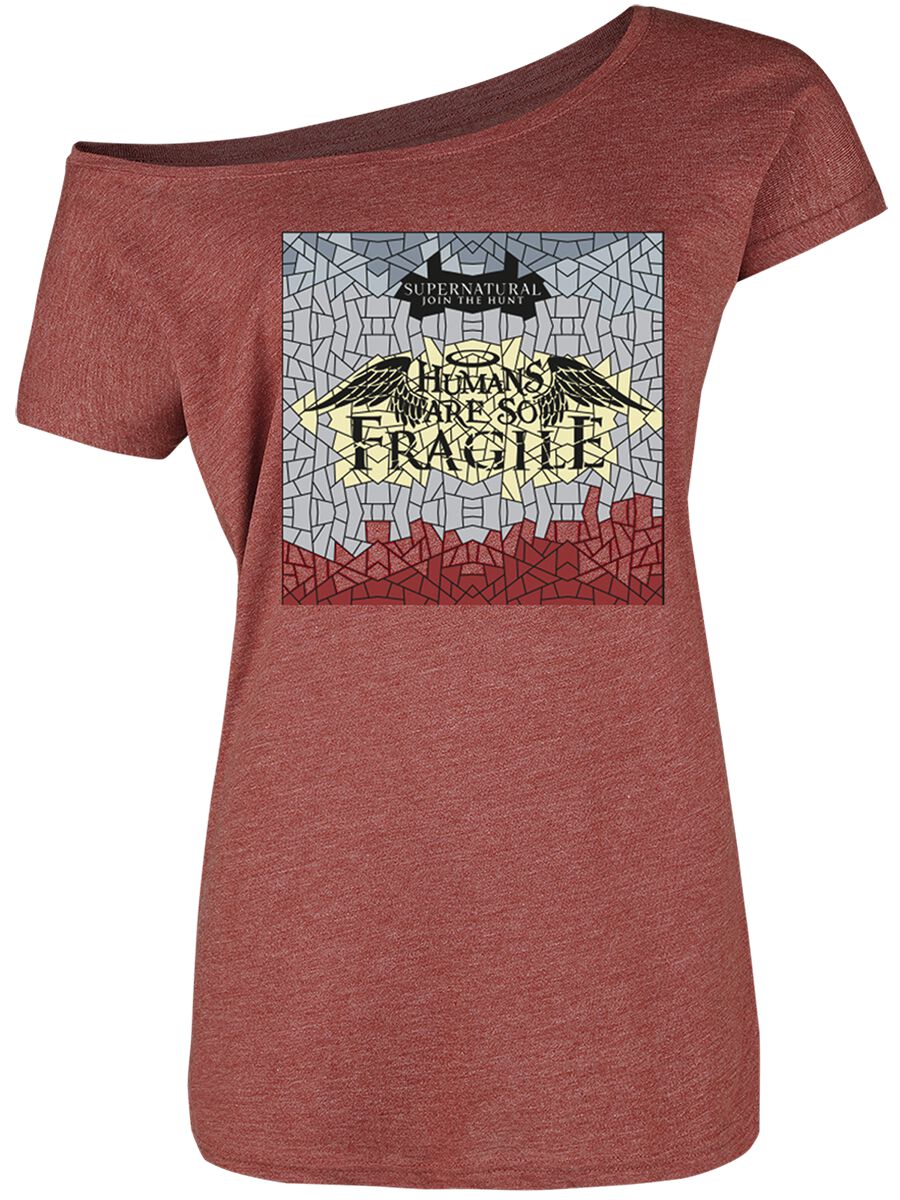 Supernatural T-Shirt - Fragile - S bis XXL - für Damen - Größe L - rot  - Lizenzierter Fanartikel