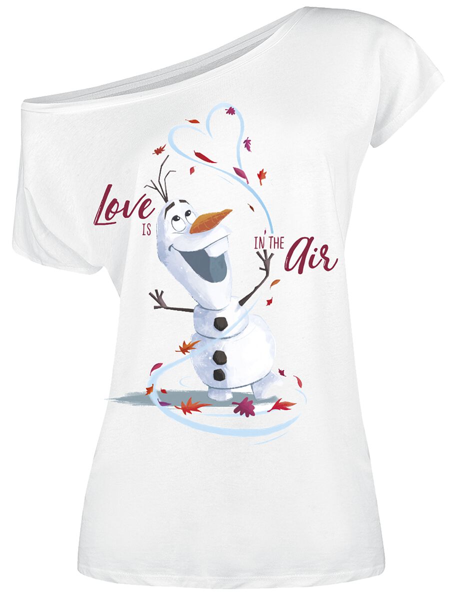 Die Eiskönigin - Disney T-Shirt - Love Is In The Air - S bis XXL - für Damen - Größe XXL - weiß  - Lizenzierter Fanartikel