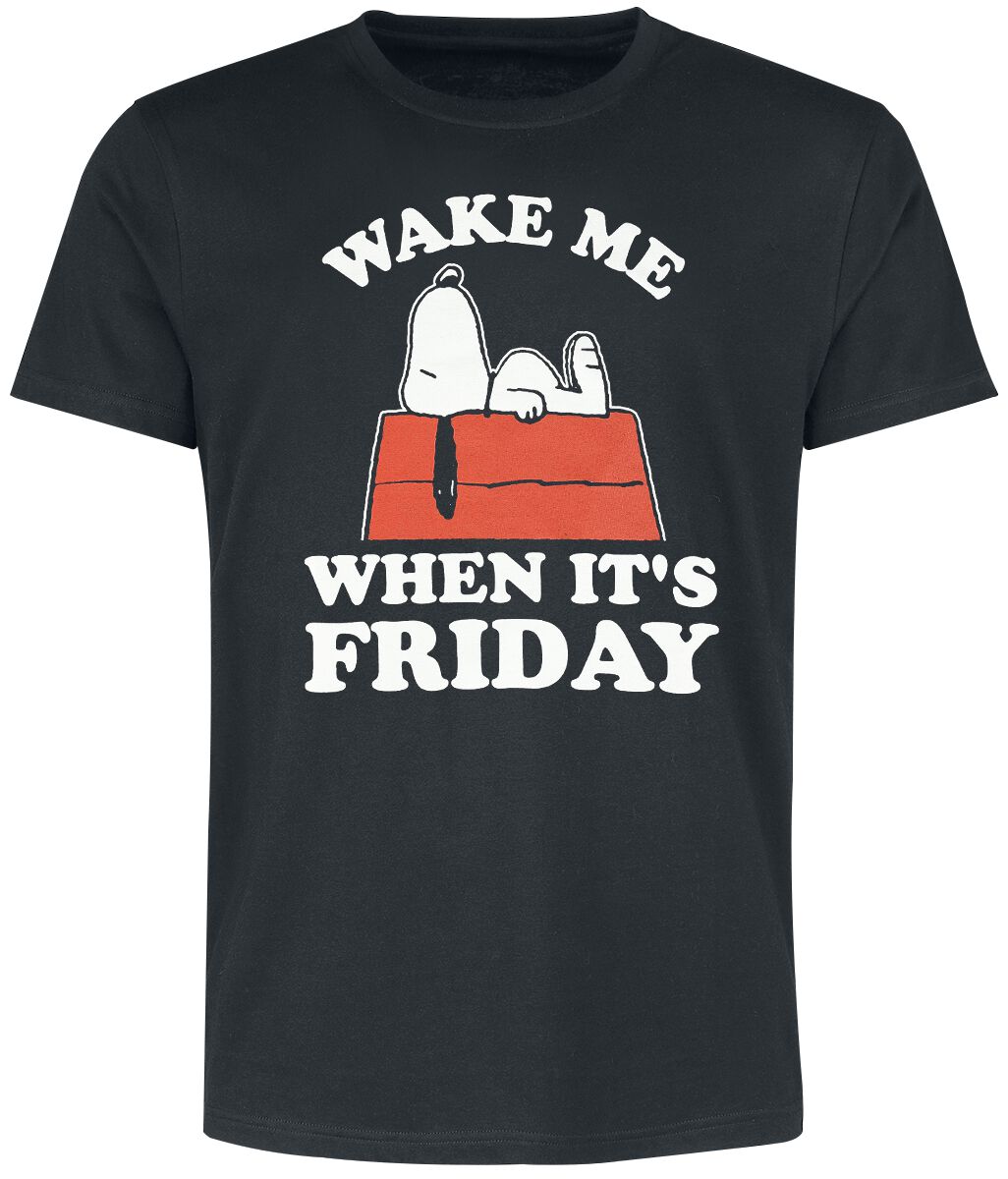 Peanuts Snoopy - Wake Me When It´s Friday T-Shirt schwarz in XXL