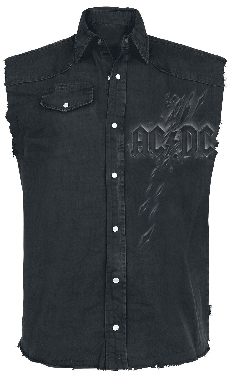 Levně AC/DC Back In Black Torn Košile bez rukávu černá