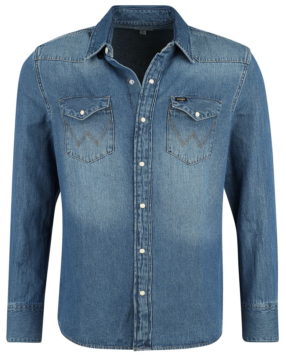 Image of Camicia di jeans di Wrangler - 27MW Icon Mid Stone - S a XXL - Uomo - blu