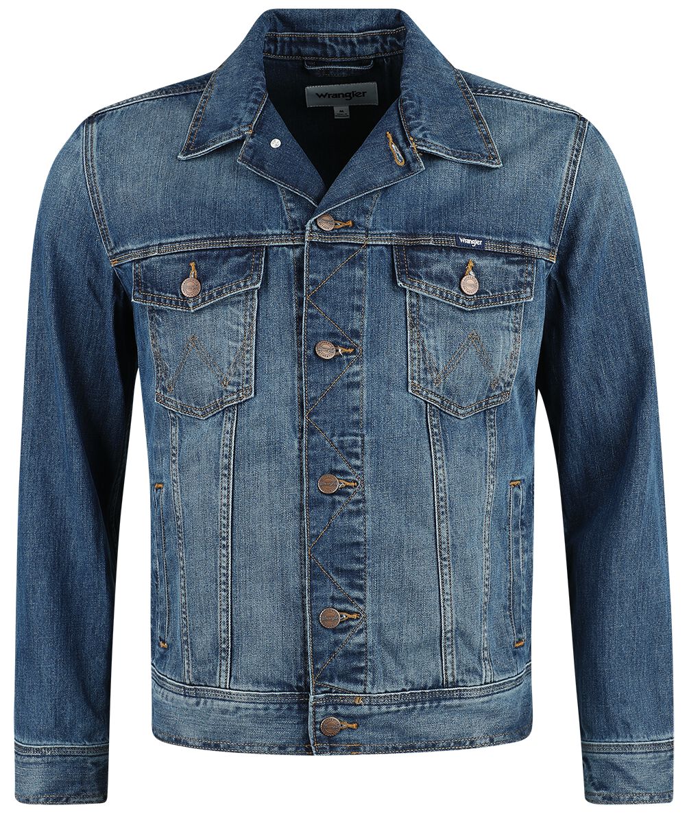 Wrangler Jeansjacke - Classic Jacket Mid Stone - S bis XXL - für Männer - Größe XL - blau
