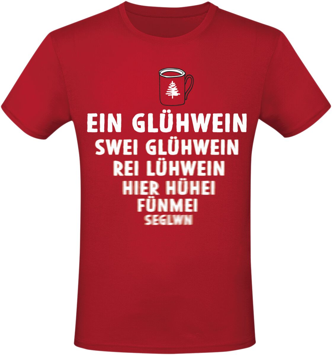 Alkohol & Party T-Shirt – Ein Glühwein – L bis 4XL – für Männer – Größe XL – rot