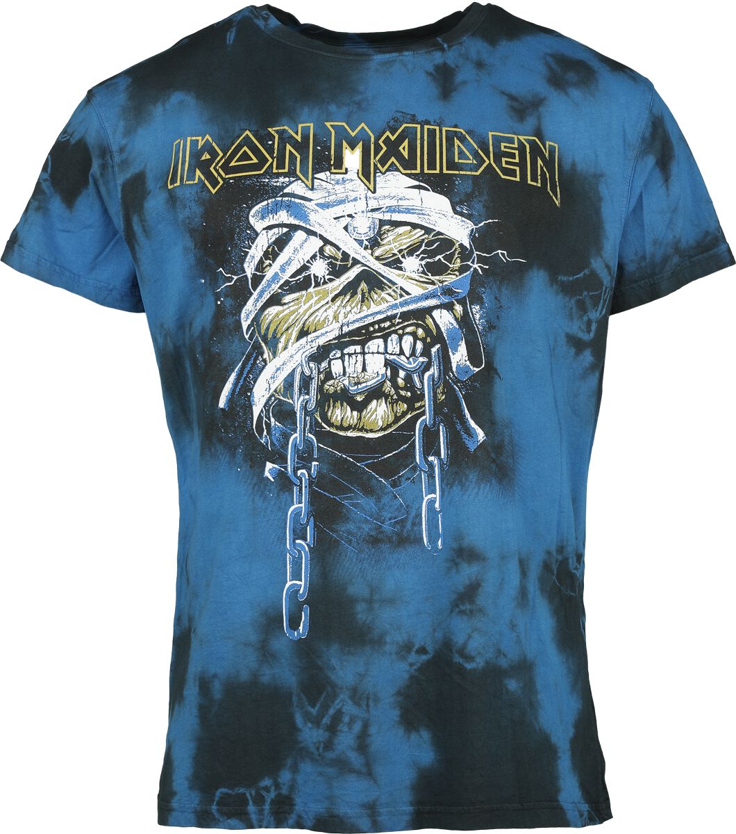 Iron Maiden T-Shirt - Powerslave - Mummy Head - S bis XXL - für Männer - Größe M - schwarz/blau  - Lizenziertes Merchandise!