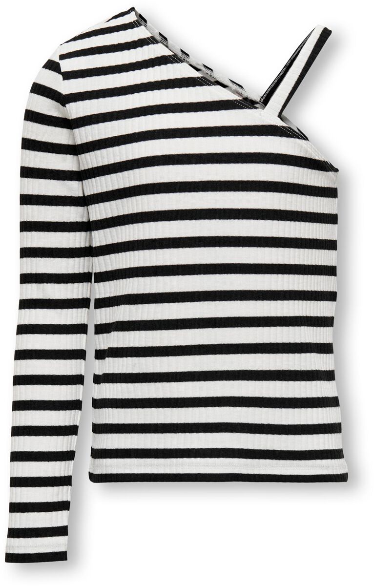 Kids ONLY Kognella L/S One Shoulder TOP JRS Langarmshirt schwarz weiß in 158/164