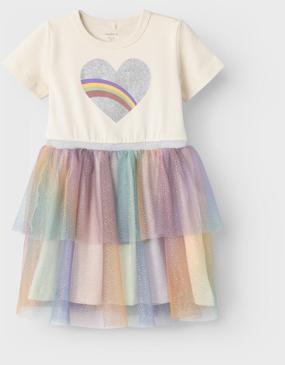 Levně name it Šaty NMFhappi heart s krátkými rukávy detské šaty vícebarevný