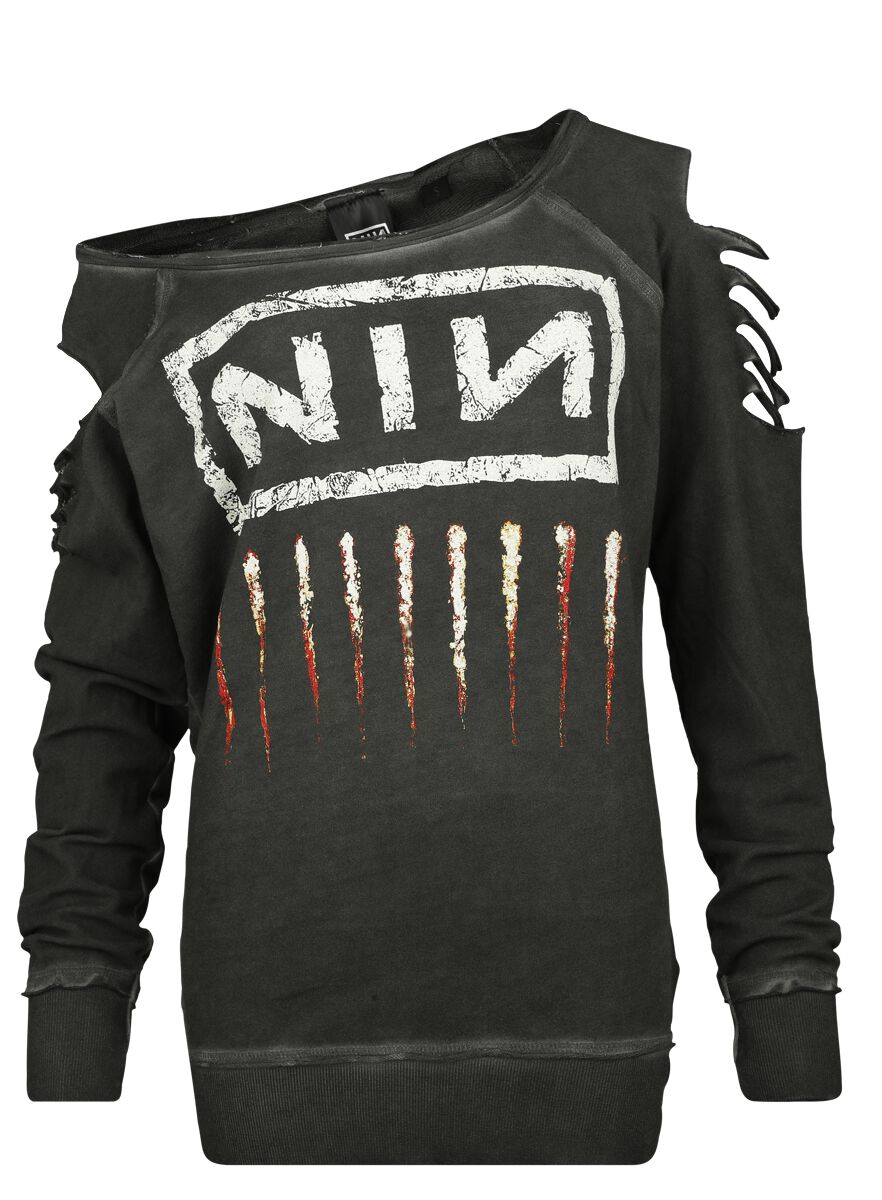 Nine Inch Nails Sweatshirt - Downward Spiral - S bis XXL - für Damen - Größe L - charcoal  - Lizenziertes Merchandise!