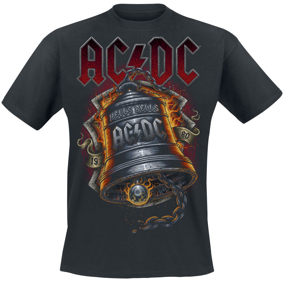 AC/DC Hells Bells Flames T-Shirt schwarz in S