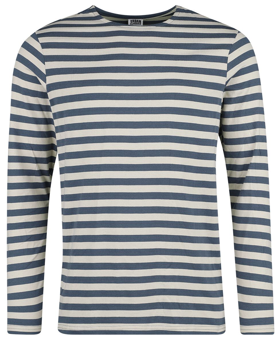 Image of Maglia Maniche Lunghe di Urban Classics - Regular Stripe Long Shirt - M a XXL - Uomo - blu/bianco