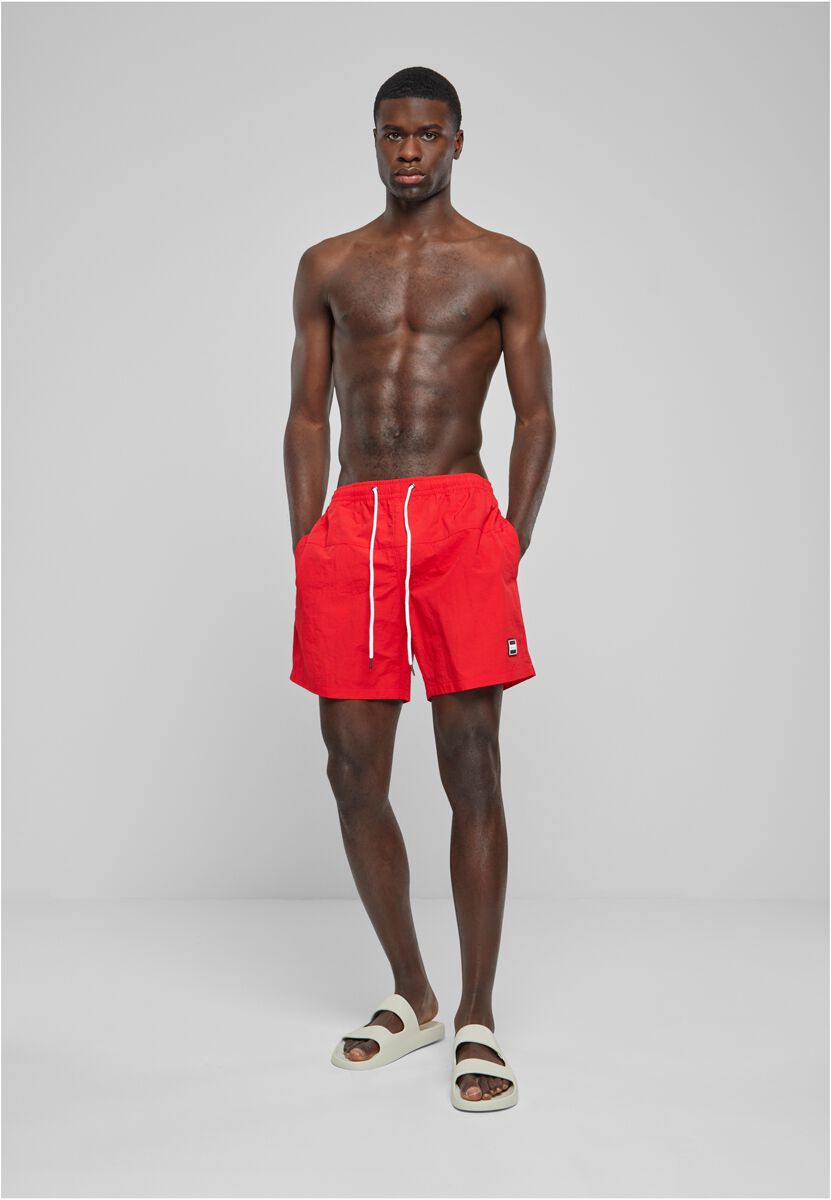 Urban Classics Badeshort - Block Swim Shorts - S bis 4XL - für Männer - Größe L - rot