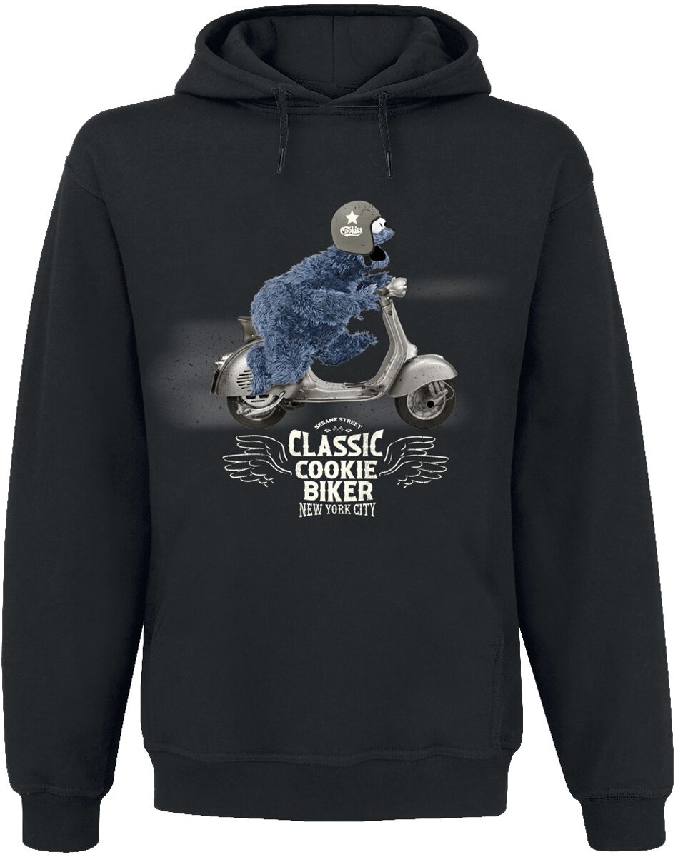 Levně Sesame Street Krümelmonster - Classic Cookie Biker Mikina s kapucí černá