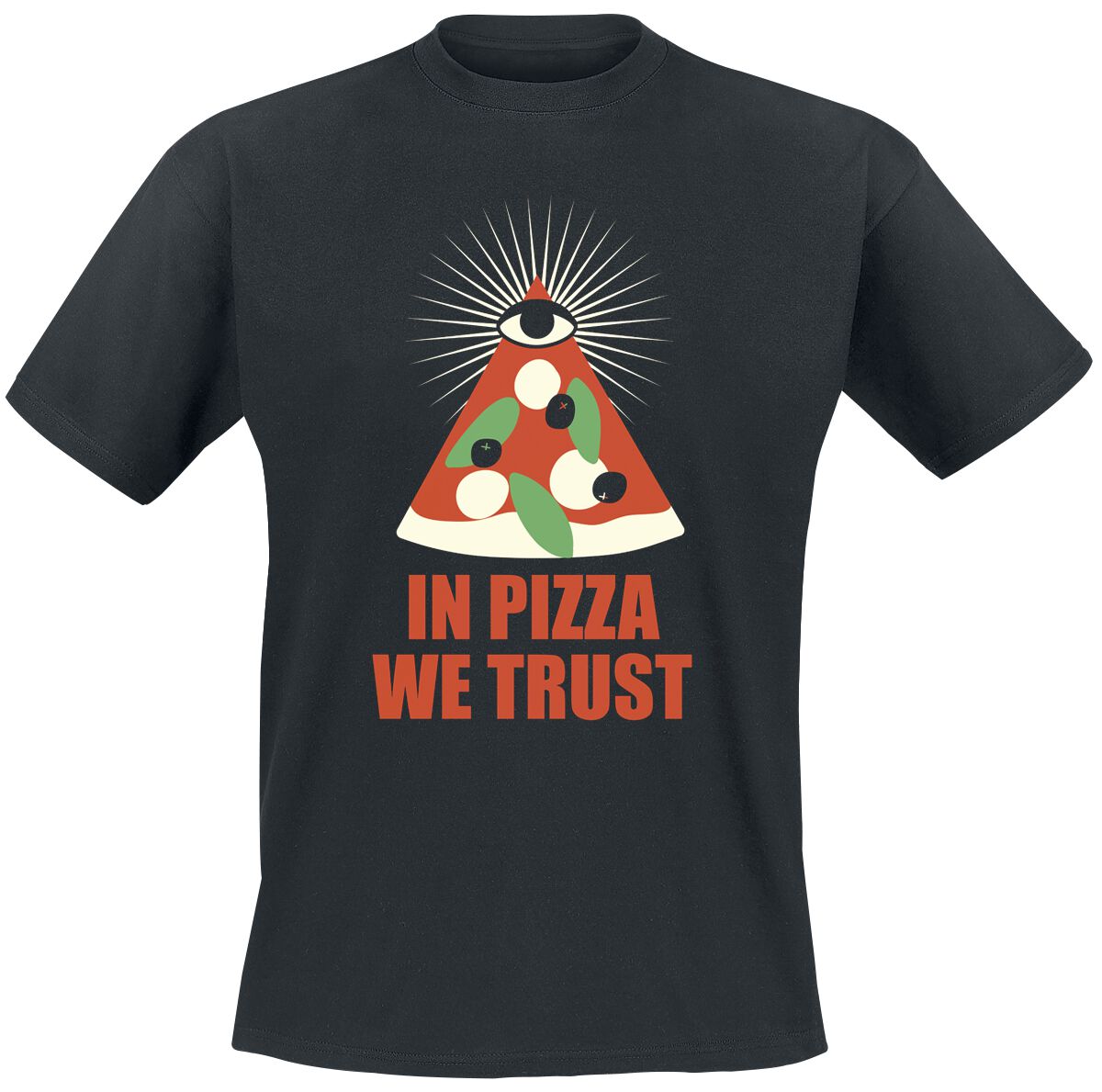 Levně Food In Pizza We Trust Tričko černá