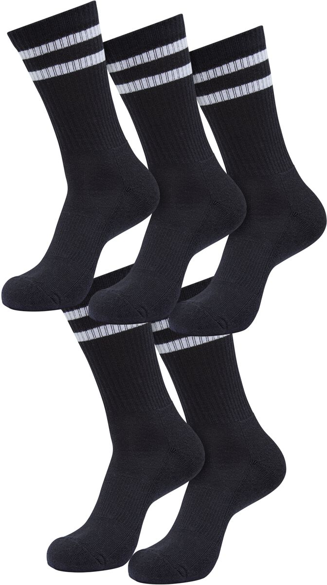 Image of Calzini di Urban Classics - Double Stripe Socks 5-Pack - EU35-38 a EU 43-46 - Unisex - nero/bianco