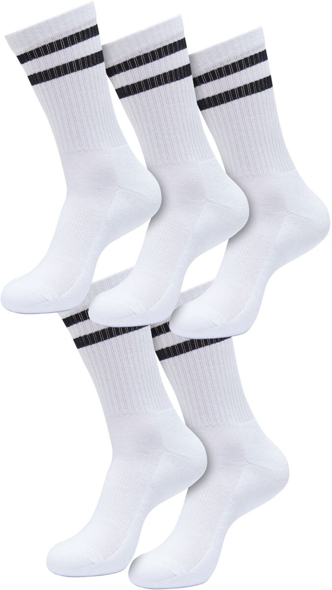 Image of Calzini di Urban Classics - Double Stripe Socks 5-Pack - EU35-38 a EU 43-46 - Unisex - bianco/nero