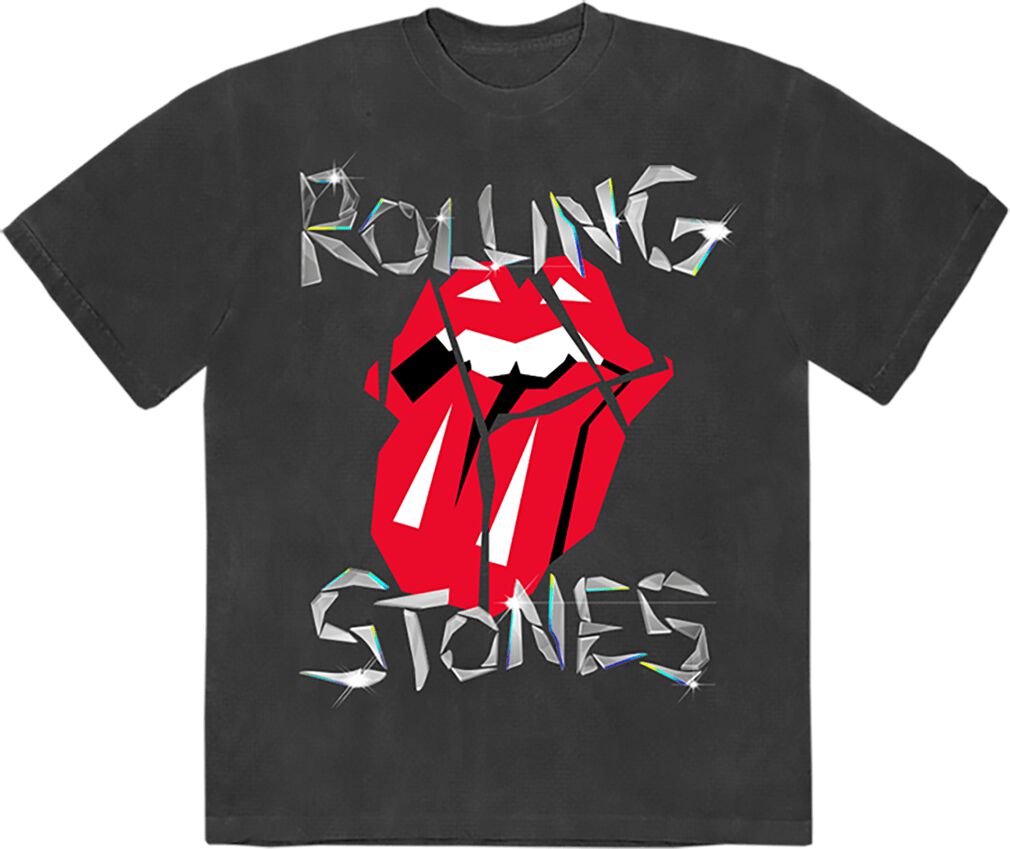 The Rolling Stones Diamond Tongue Grey Washed T-Shirt T-Shirt schwarz in XL