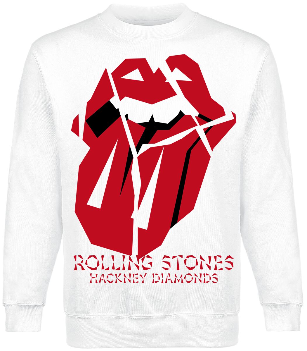 The Rolling Stones Diamond Tongue White Crewneck Sweatshirt weiß in XL