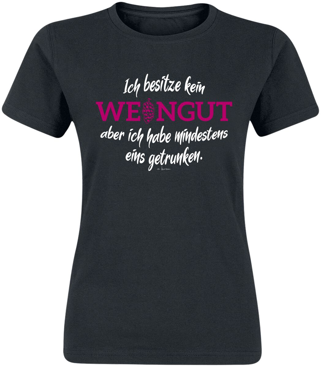 Alkohol & Party T-Shirt - Ich besitze kein Weingut - S bis XXL - für Damen - Größe XL - schwarz