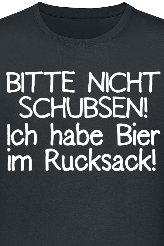 Alkohol & Party T-Shirt - Bitte nicht schubsen! Ich habe Bier im Rucksack! - XL bis 5XL - für Männer - Größe 4XL - schwarz
