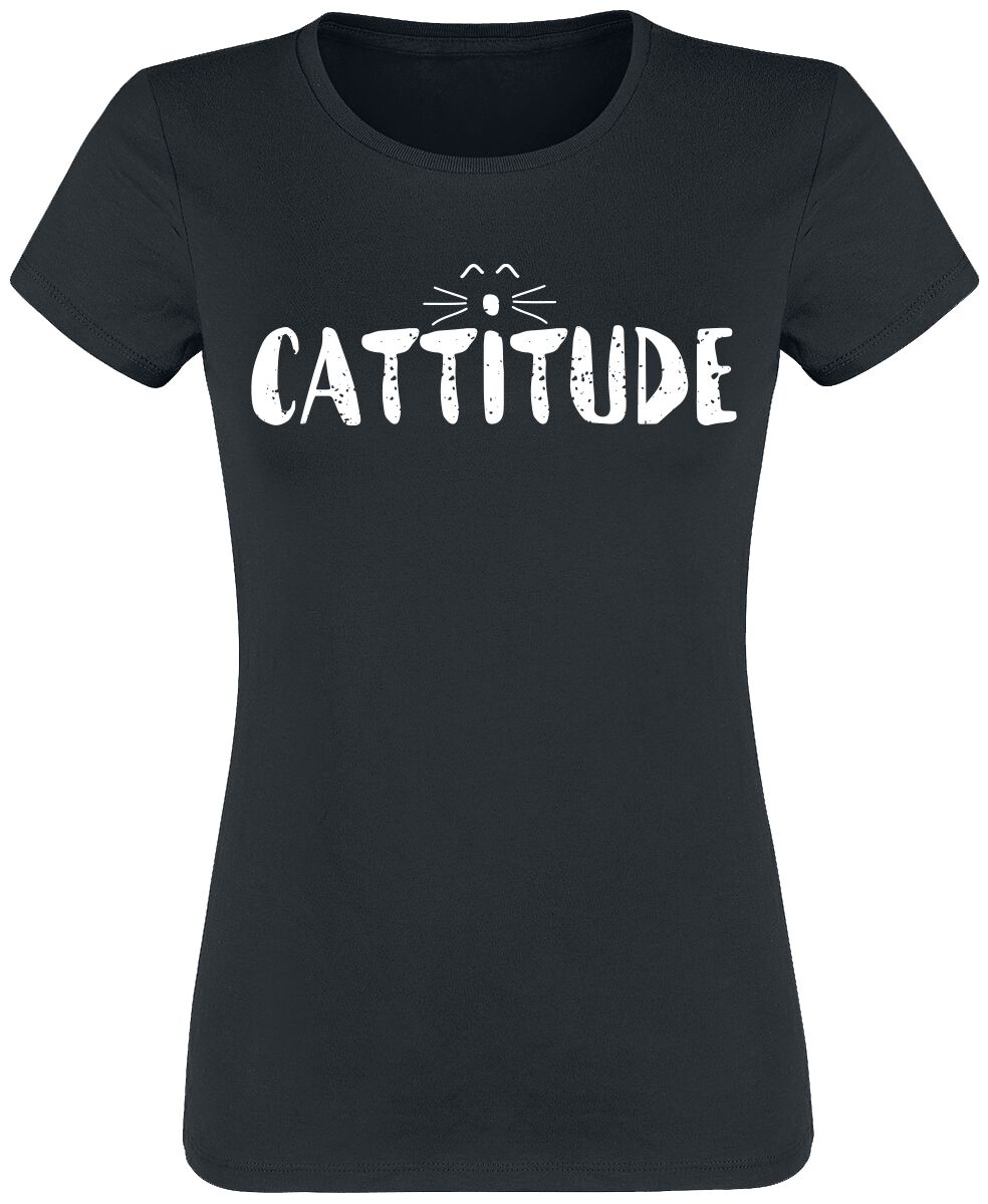 Tierisch T-Shirt - Cattitude - S bis XXL - für Damen - Größe S - schwarz