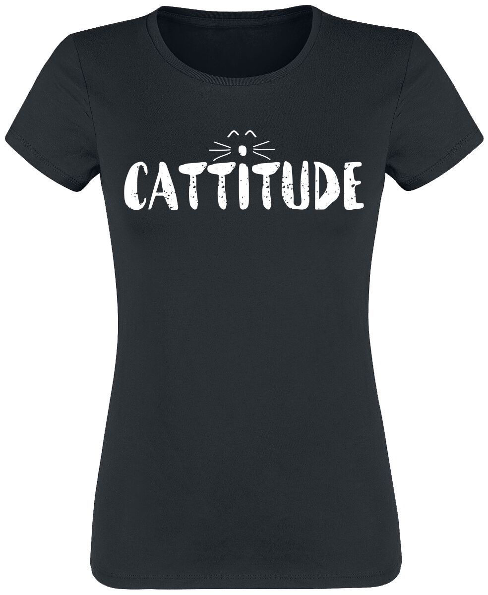 Tierisch T-Shirt – Cattitude – S bis XXL – für Damen – Größe XXL – schwarz