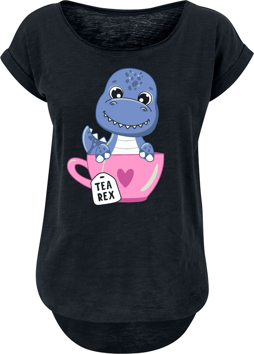 Image of T-Shirt Magliette Divertenti di Animaletti - Tea Rex - S a 3XL - Donna - nero