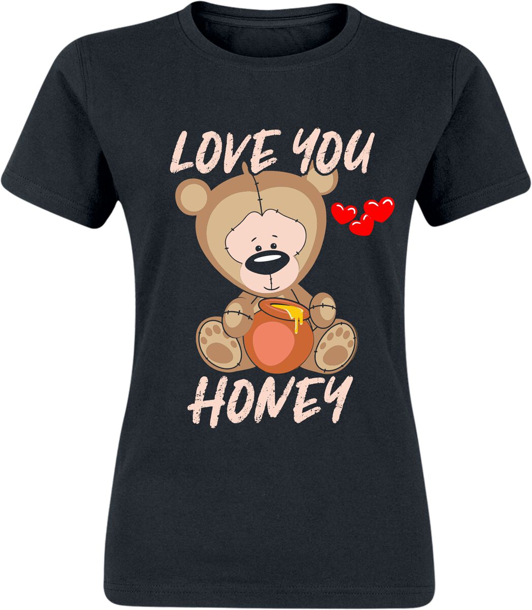 Image of T-Shirt Magliette Divertenti di Animaletti - Love You Honey - S a XXL - Donna - nero