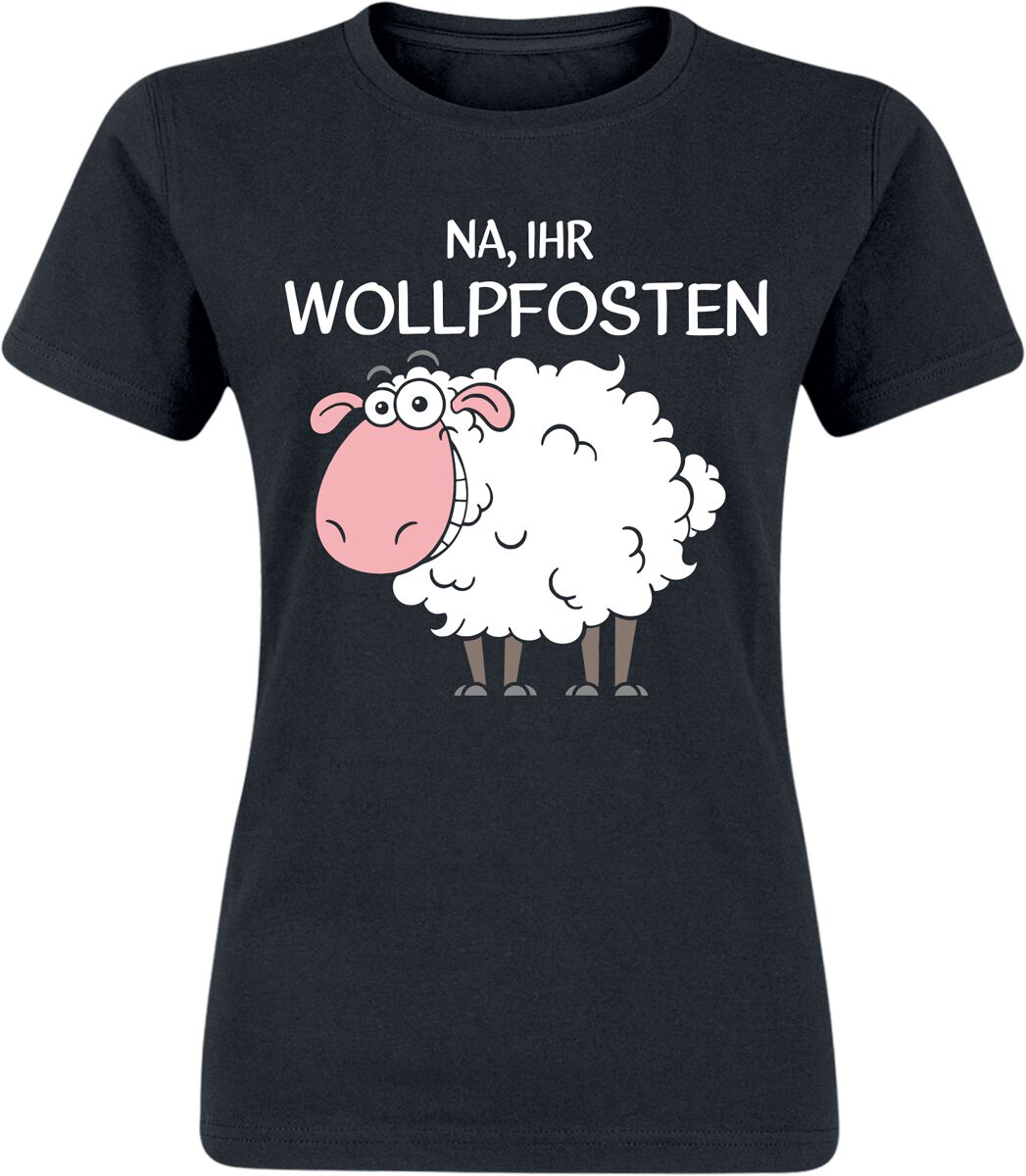 Tierisch T-Shirt - Schaf - Na, ihr Wollpfosten - S bis XXL - für Damen - Größe XXL - schwarz