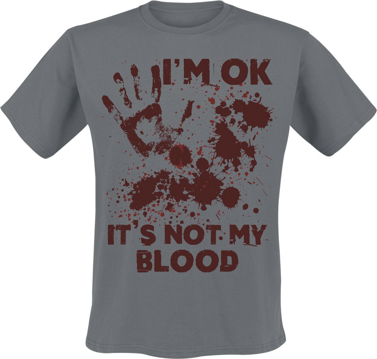 Levně Zábavné tričko I'm OK It's Not My Blood Tričko charcoal
