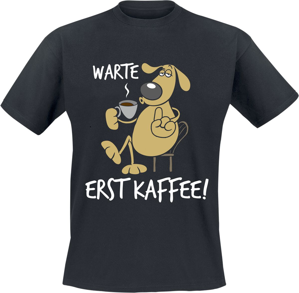 Tierisch T-Shirt – Warte – Erst Kaffee! – L bis 3XL – für Männer – Größe L – schwarz Tierisch T-Shirt – Warte – Erst Kaffee! – L bis 3XL – für Männer – Größe L – schwarz