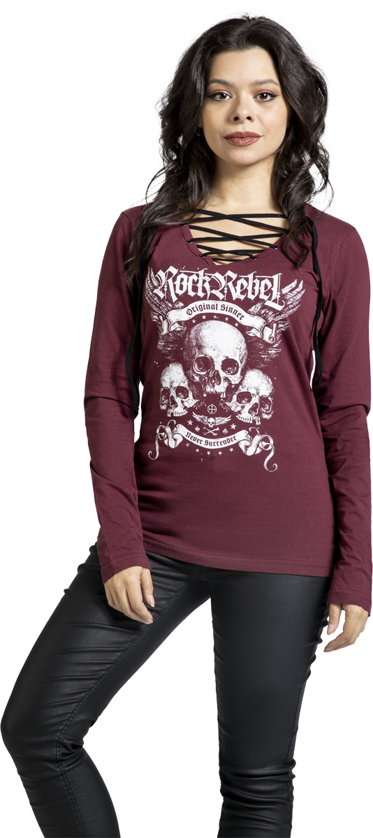 Thumbnail - Rock Rebel by EMP Stay Awake Langarmshirt dunkelrot in L