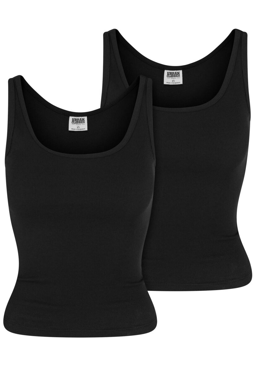 Image of Top di Urban Classics - Ladies Organic Basic Rib Vest 2-pack - XS a 4XL - Donna - nero
