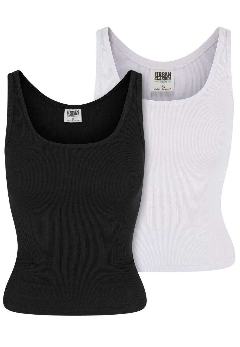 Image of Top di Urban Classics - Ladies Organic Basic Rib Vest 2-pack - XS a 3XL - Donna - nero/bianco